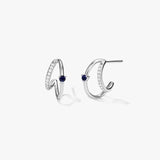 Blue Sapphire & Pave Double Hoops