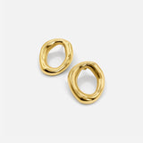 18K GOLD OPEN OVAL EARRINGS