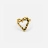 ADJUSTABLE TEXTURED HEART RING - GOLD
