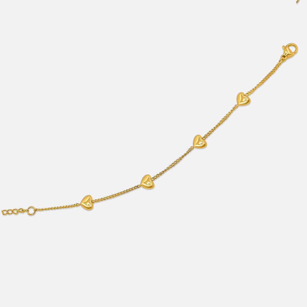 Mini Heart Chain Bracelet - Gold