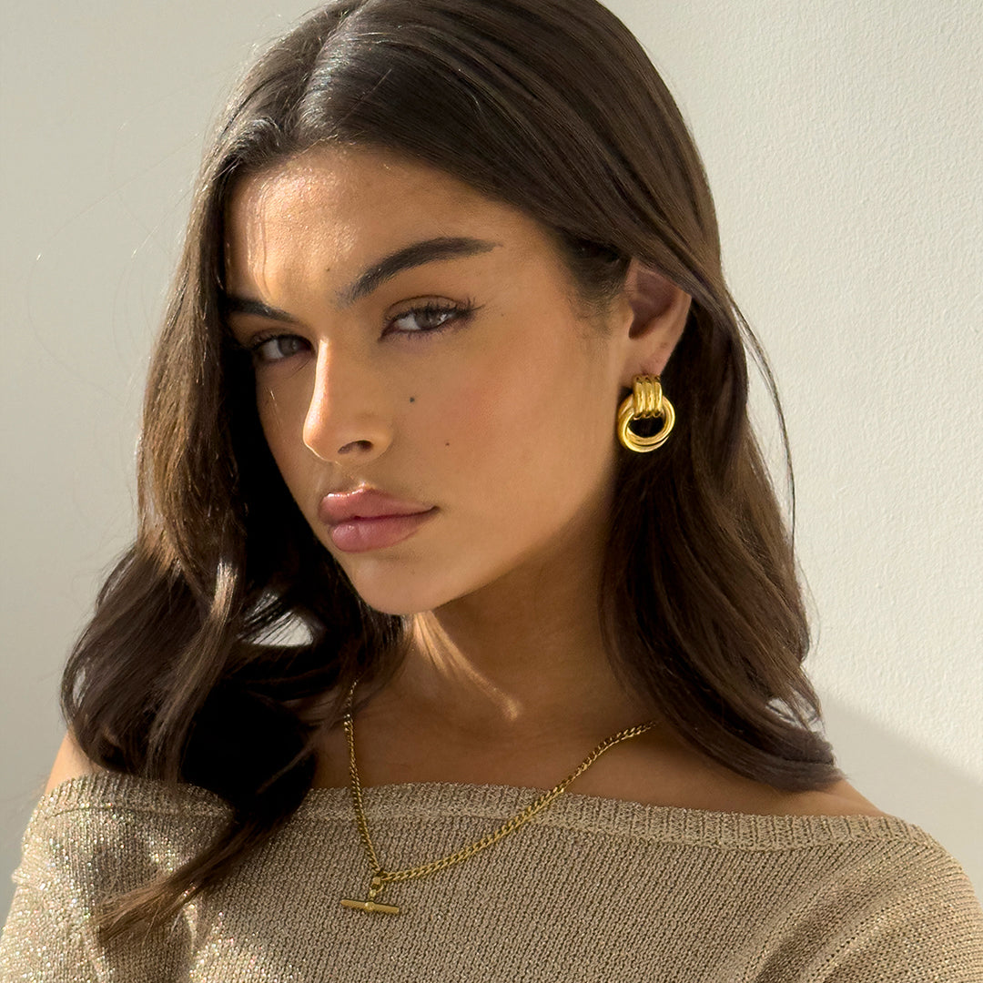DOUBLE KNOT EARRINGS GOLD