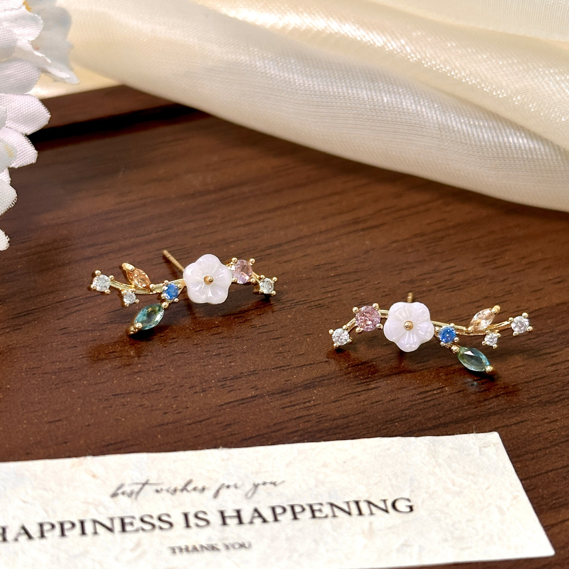 Crystal White Blossom Earrings