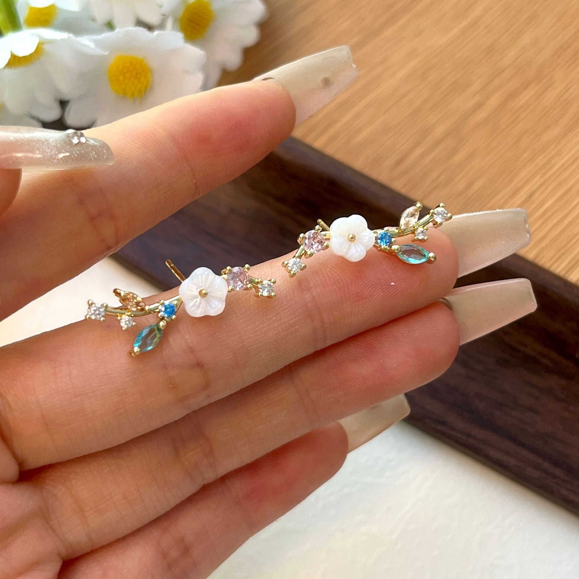 Crystal White Blossom Earrings