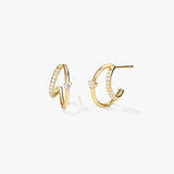 Pave & Prong Crystal Double Hoop Earrings