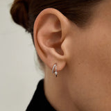 Pave & Prong Crystal Double Hoop Earrings