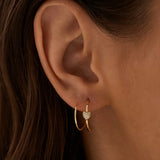 Pave Heart Double Hoops