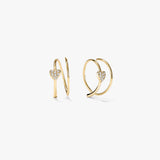 Pave Heart Double Hoops