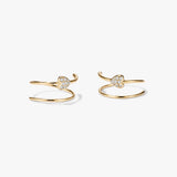 Pave Heart Double Hoops