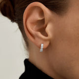 Sapphire Silver Huggies