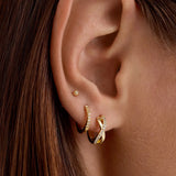 Cross Half Pave Sapphire Huggies