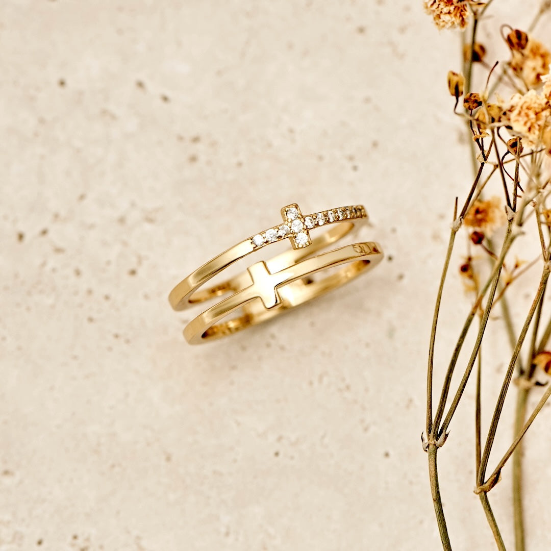 Double Cross Ring - Gold