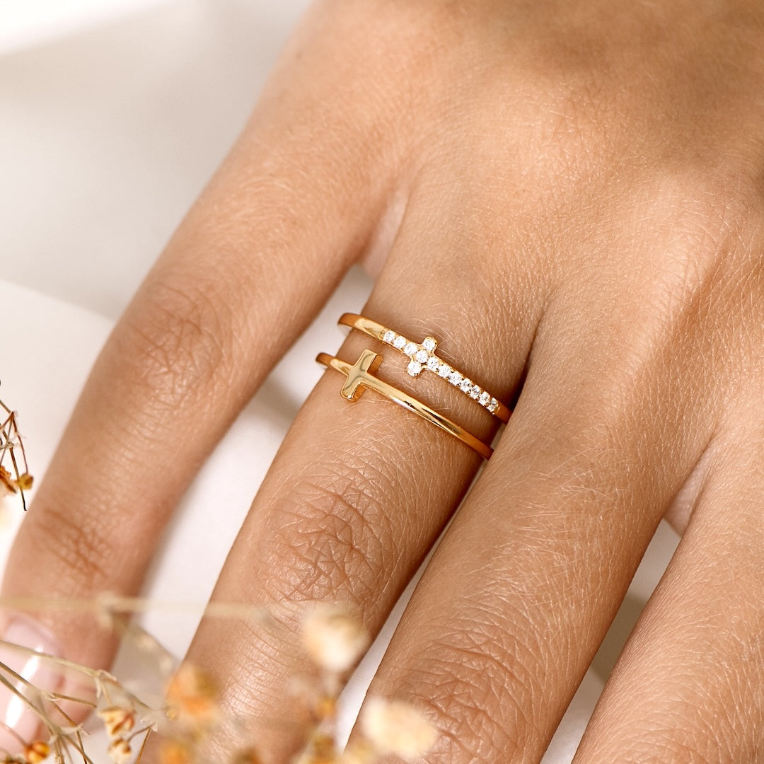 Double Cross Ring - Gold