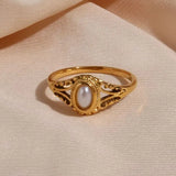 Harper - Women's Ring - 18K Gold Plated Freshwater Pearl, Hypoallergenic
