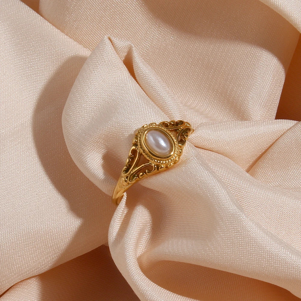 Harper - Women's Ring - 18K Gold Plated Freshwater Pearl, Hypoallergenic