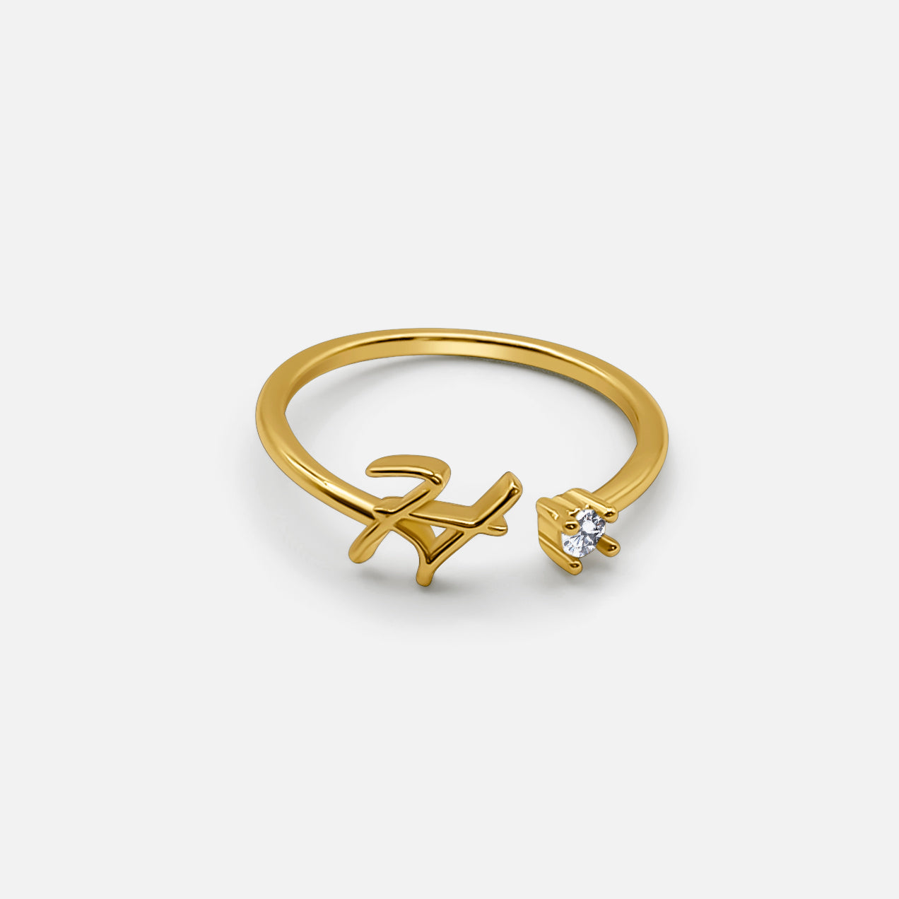 ADJUSTABLE CUSTOM GOLD INITIAL DIAMOND RING