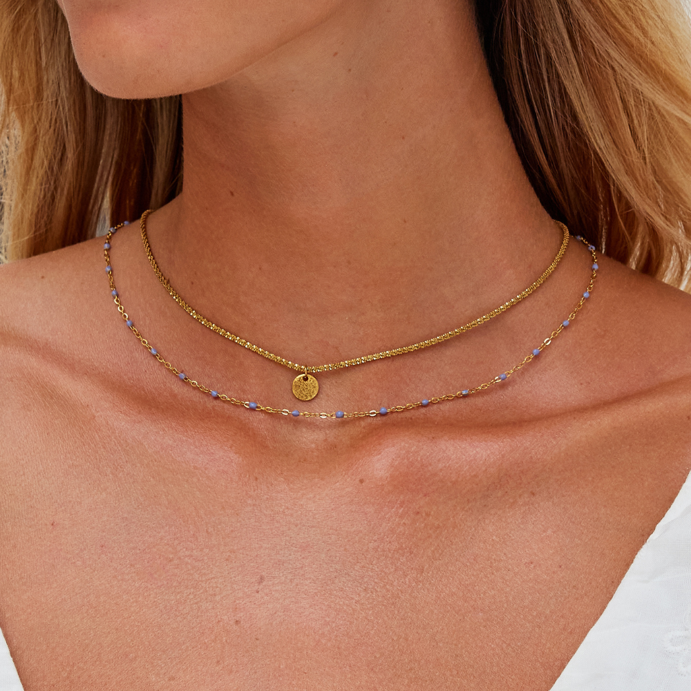 Lia Layered Gold Coin Bead Necklace