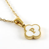 Pearl Clover Initial Necklace