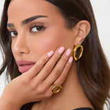 18K GOLD OPEN OVAL EARRINGS