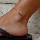 Arizona Green Bead Tassel Anklet