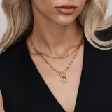 Paperclip Birthstone Cross Carabiner Necklace