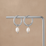Freshwater Pearl Silver Hoop Earrings
