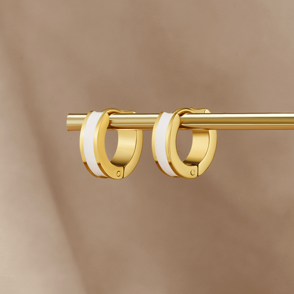 Leigh White Hoop Earrings