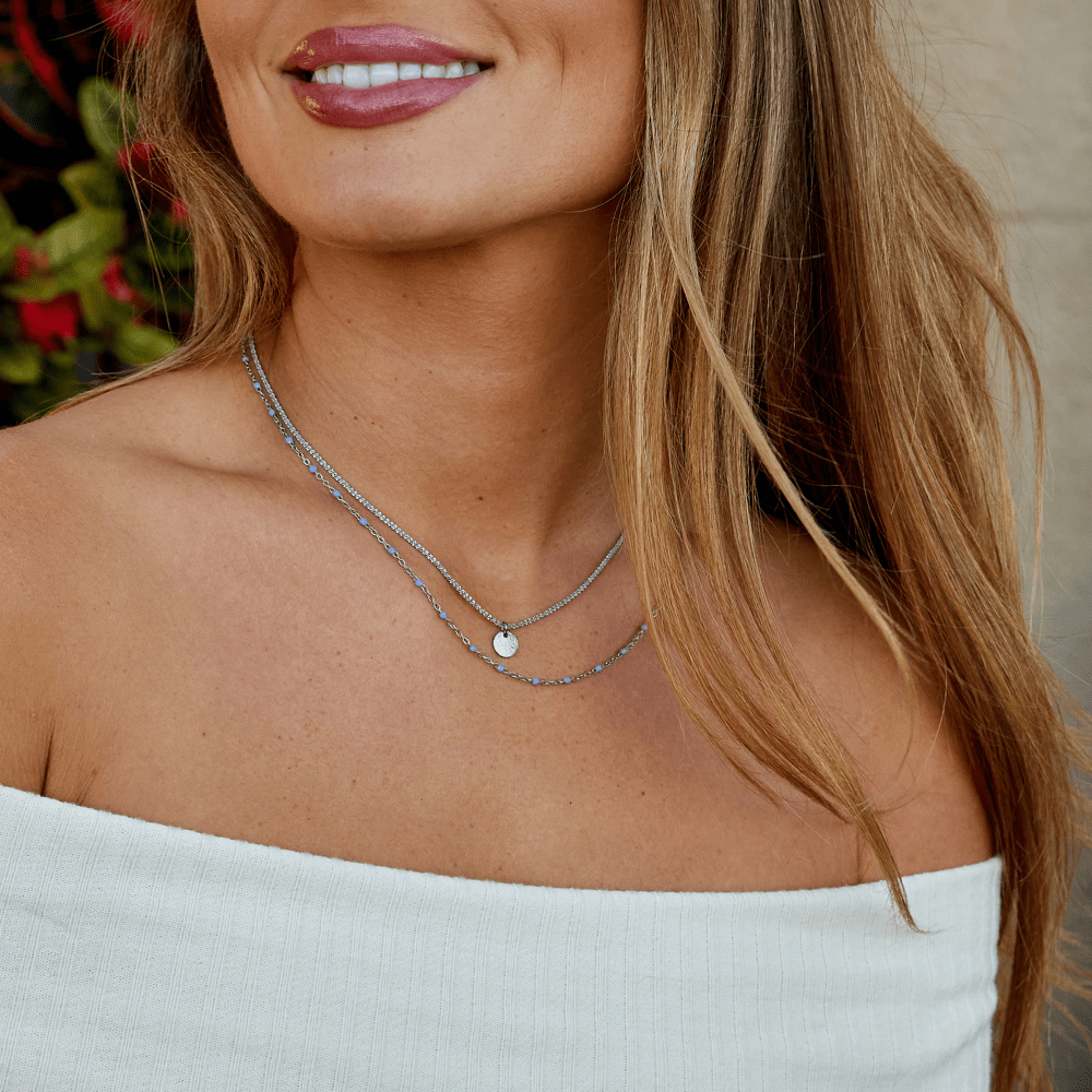 Lia Layered Silver Coin Bead Necklace