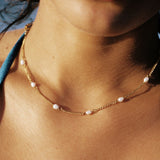 Dainty Gold Pearl Choker