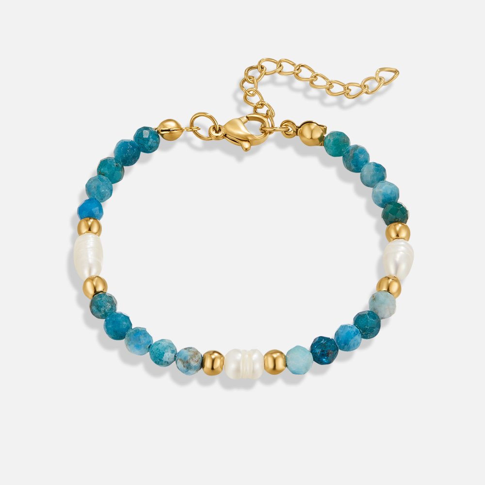 Free Turquoise Blue & Pearl Bead Bracelet