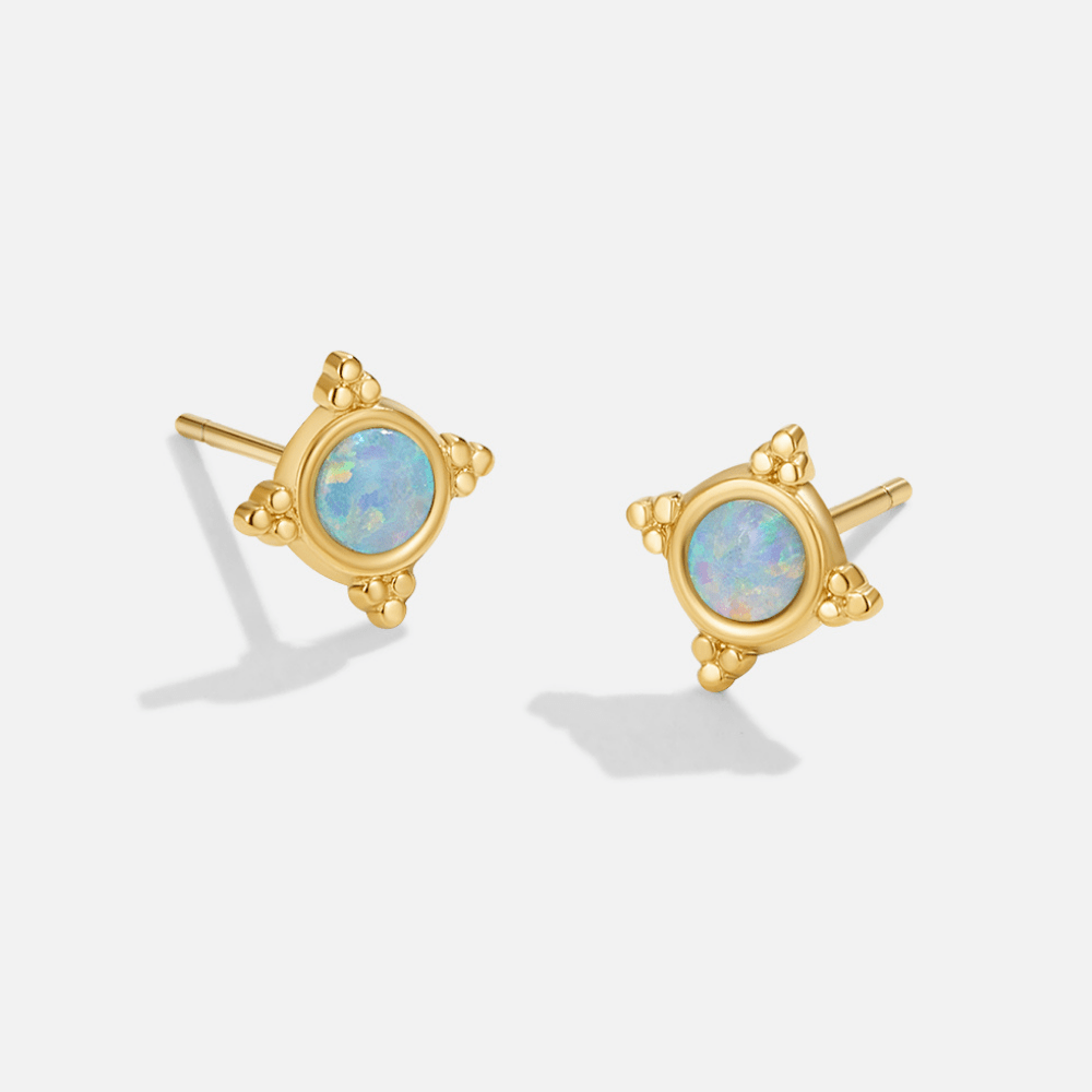 Vintage Blue Opal Stud Earrings