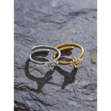 Desiree - Adjustable Stainless Steel Flower Ring with Sparkling Cubic Zirconia