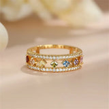 Emily Ring - Dainty Square Ring with Rainbow Crystal for Women