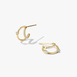 Pave & Prong Crystal Double Hoop Earrings