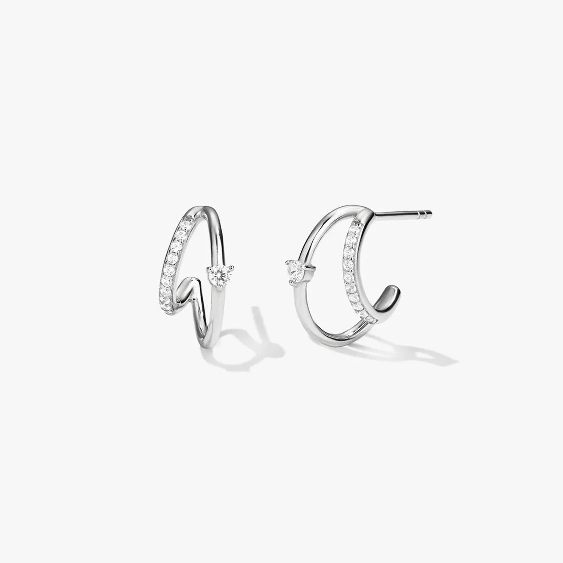 Pave & Prong Crystal Double Hoop Earrings