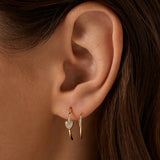 Pave Heart Double Hoops