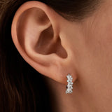 Baguette Sapphire Silver Huggies