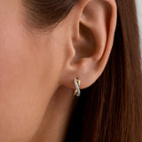 Mixed Cross Half Pave Sapphire Huggies