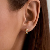 Cross Half Pave Sapphire Huggies