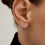 Blue Sapphire & Pave Double Hoops