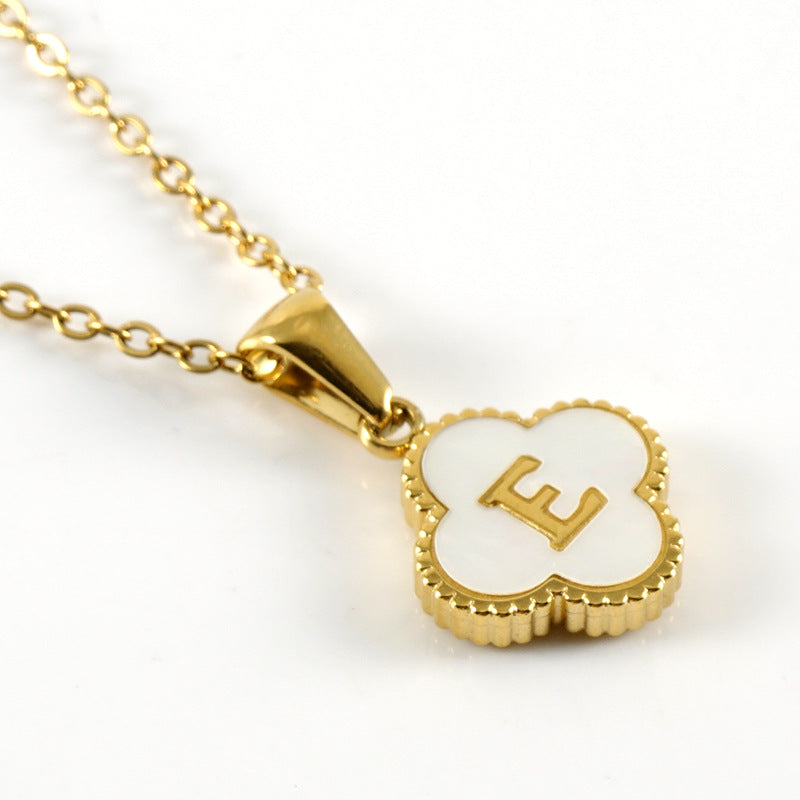 Pearl Clover Initial Necklace