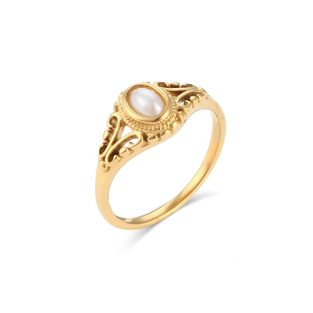 Harper - Women's Ring - 18K Gold Plated Freshwater Pearl, Hypoallergenic