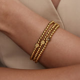 Engraved Initial Beaded Bracelet