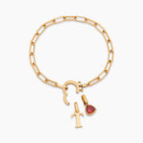 Paperclip Birthstone Initial Charm Bracelet