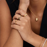 Princess Cut Birthstone Band Ring