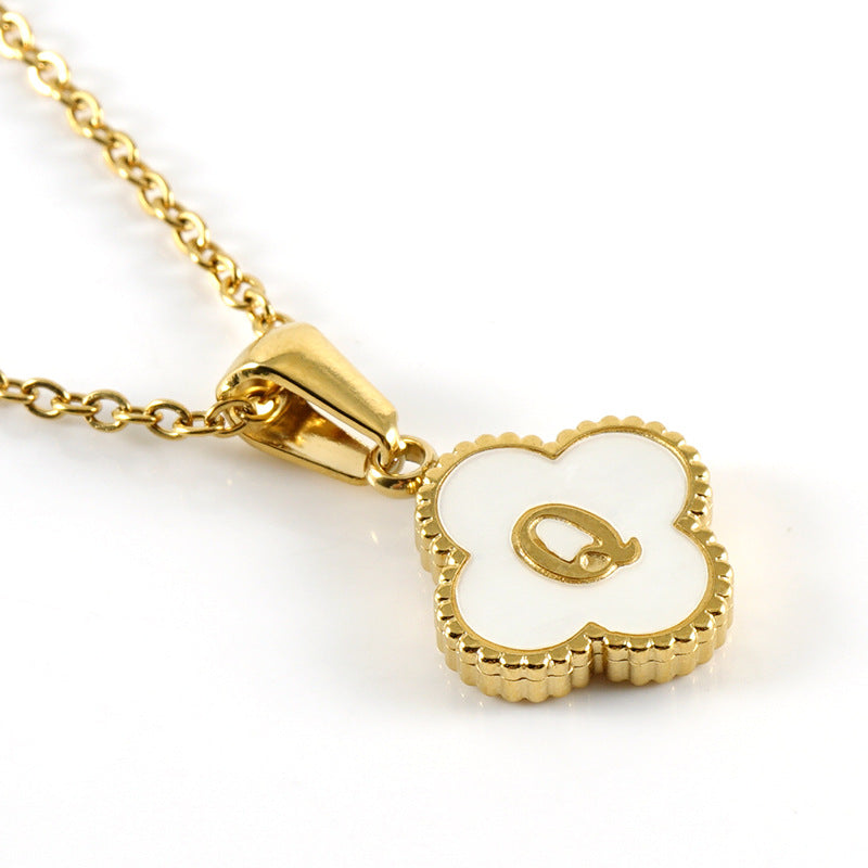Pearl Clover Initial Necklace