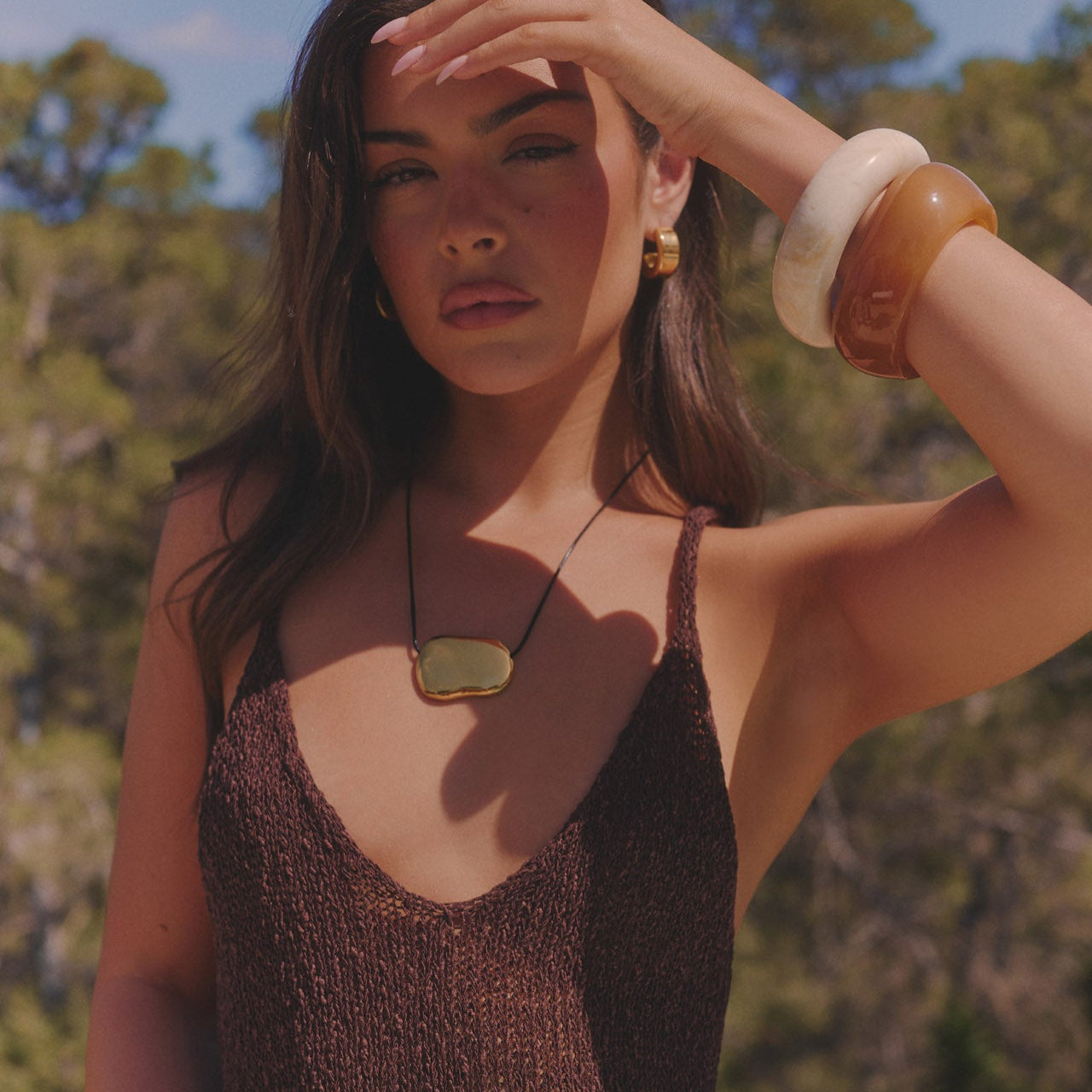 CORD PEBBLE NECKLACE GOLD