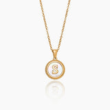 Mother Of Pearl Initial Pendant Necklace