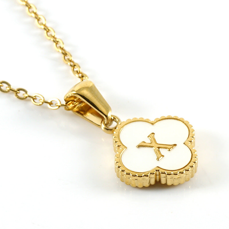 Pearl Clover Initial Necklace