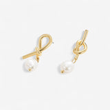 Knotted Gold & Freshwater Pearl Earrings