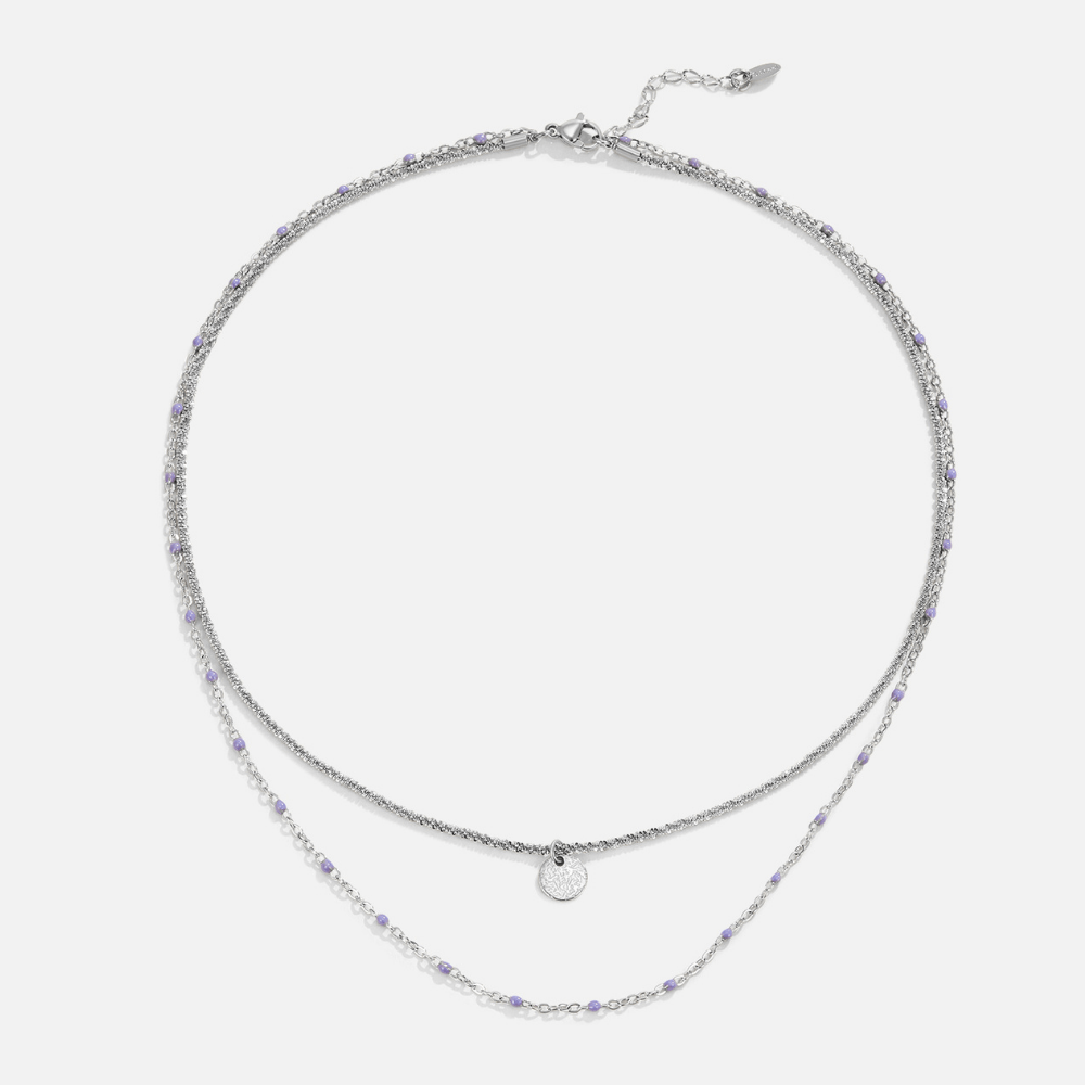 Lia Layered Silver Coin Bead Necklace